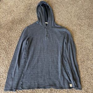 Agave Denim Men's Pull Over Hoodie, 1/4 Button, Gray, Large